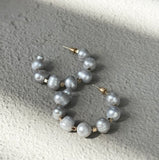 Grey Freshwater Pearl Hoops