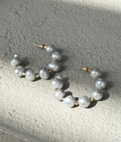 Grey Freshwater Pearl Hoops