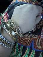 Mixed Metal Round Stretch Bracelet