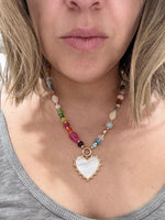 Beaded Mother of Pearl Heart Necklace