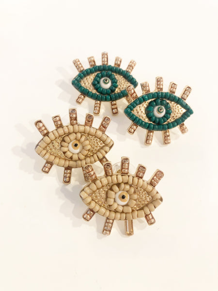 Evil Eye Beaded Studs