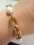 Waterproof Gold and Pearl Bracelet