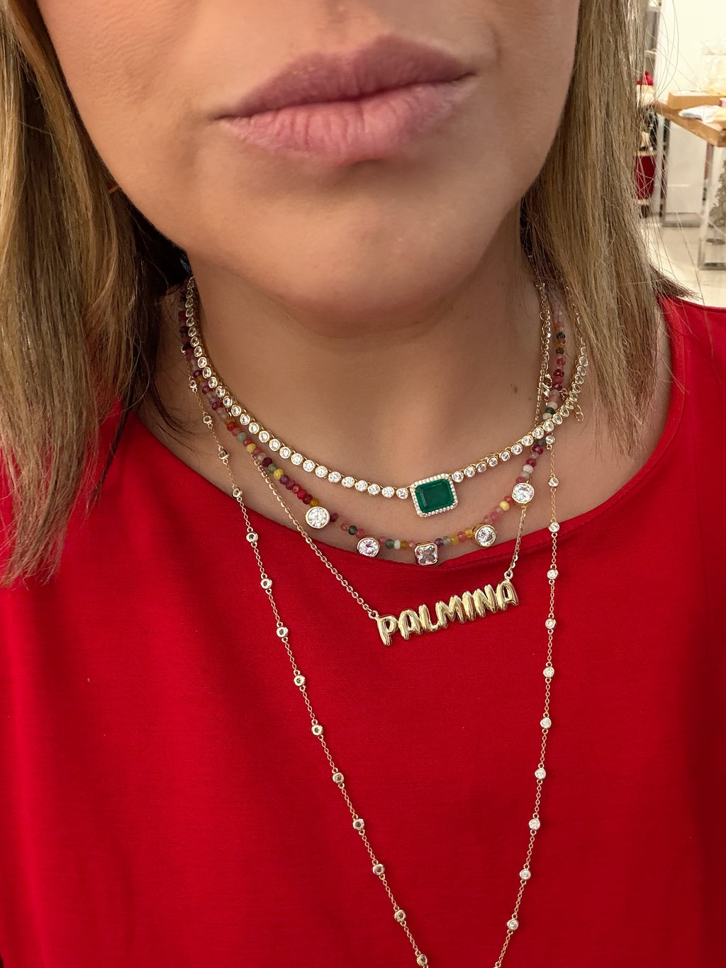 Large Emerald Baguette Necklace
