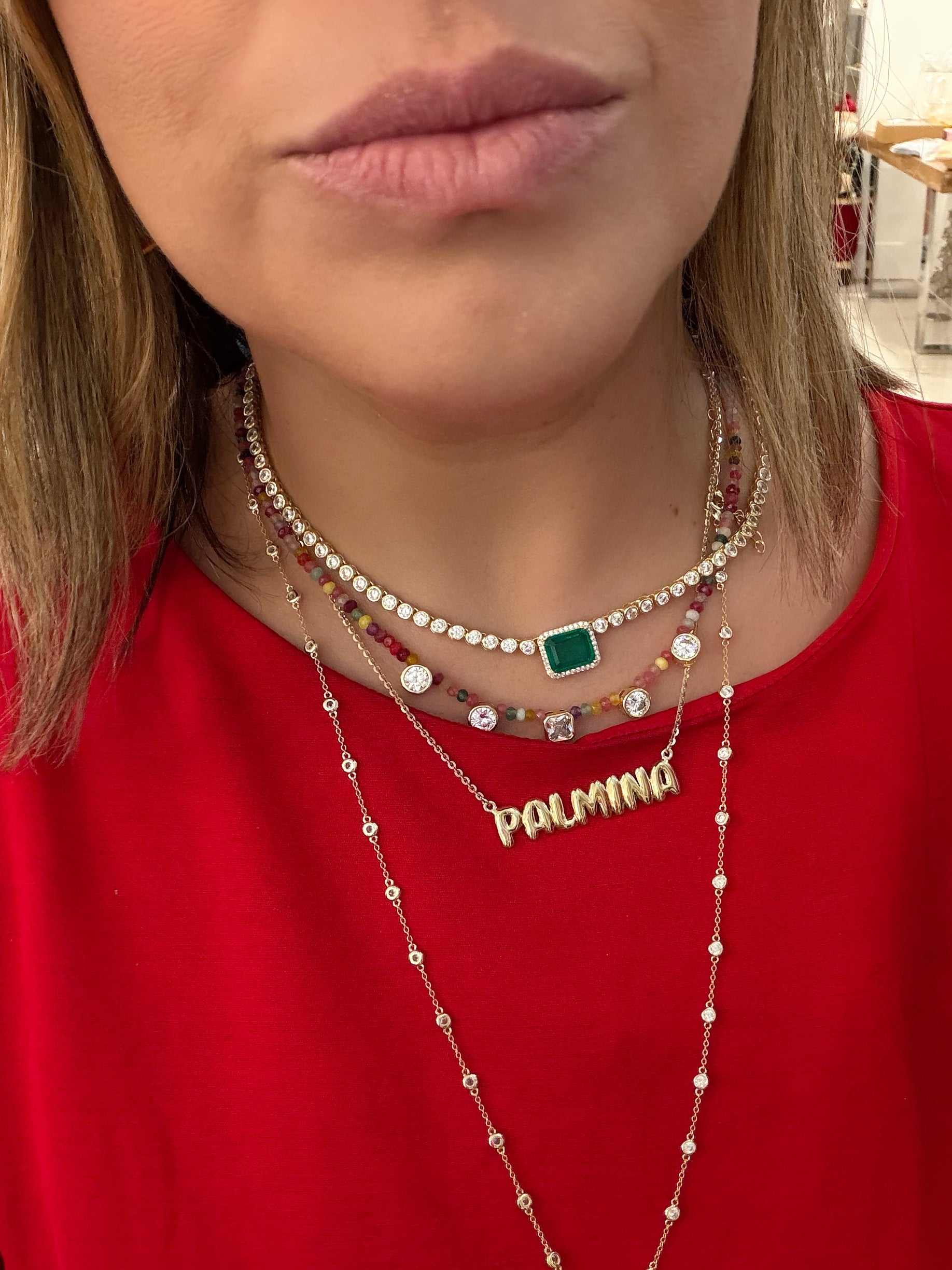 Large Emerald Baguette Necklace