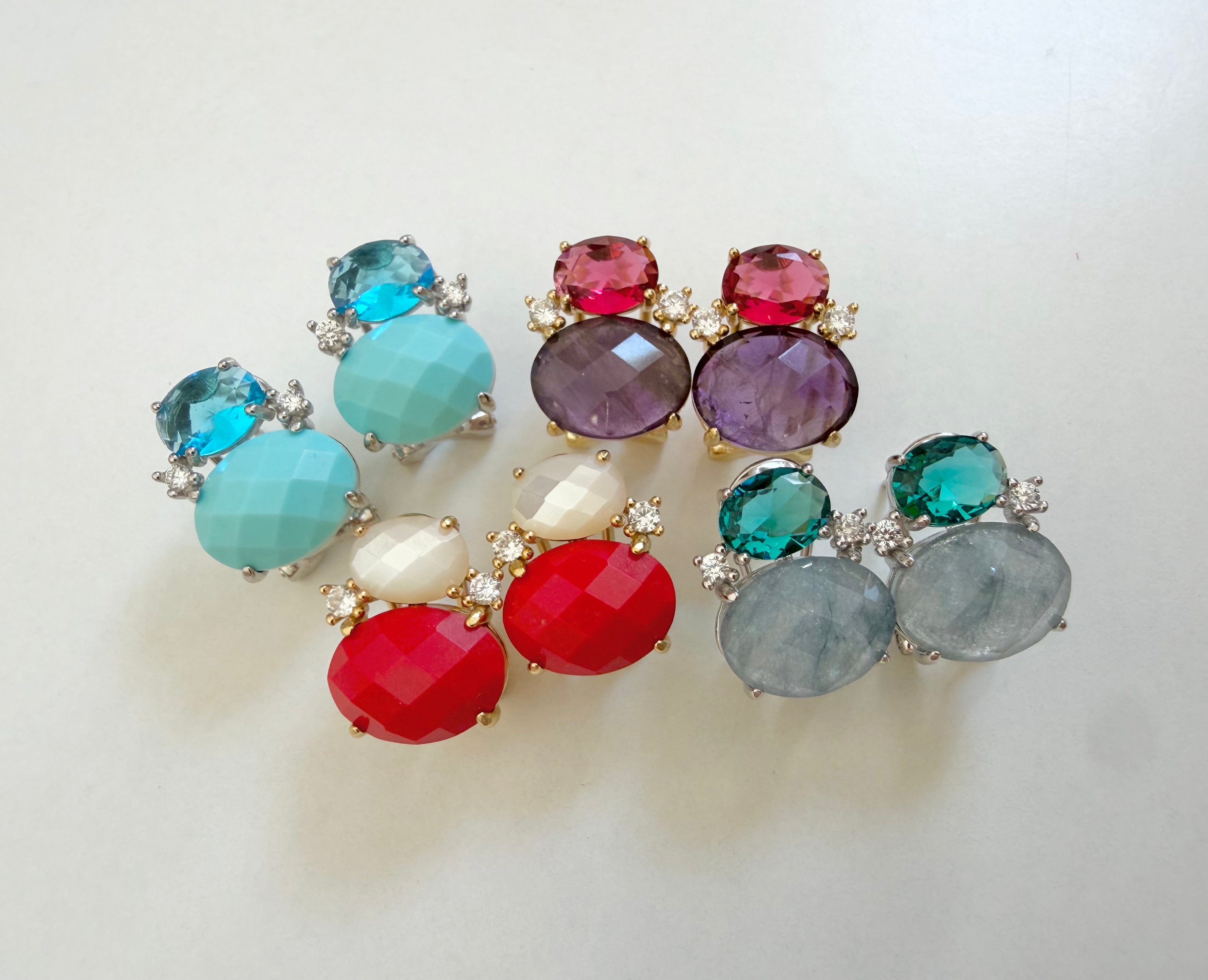 French Clasp Stone Studs