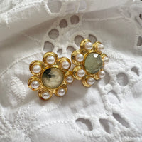 Natural Stone and Pearl Stud
