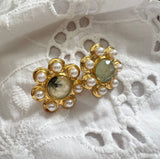 Natural Stone and Pearl Stud