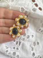Natural Stone and Pearl Stud