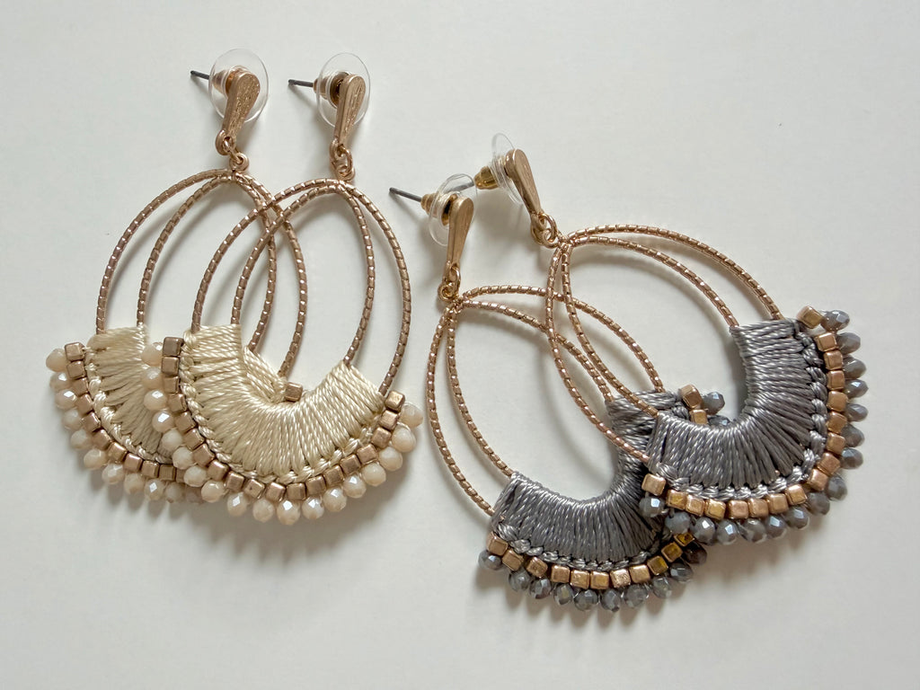 Beaded and Thread Teardrops