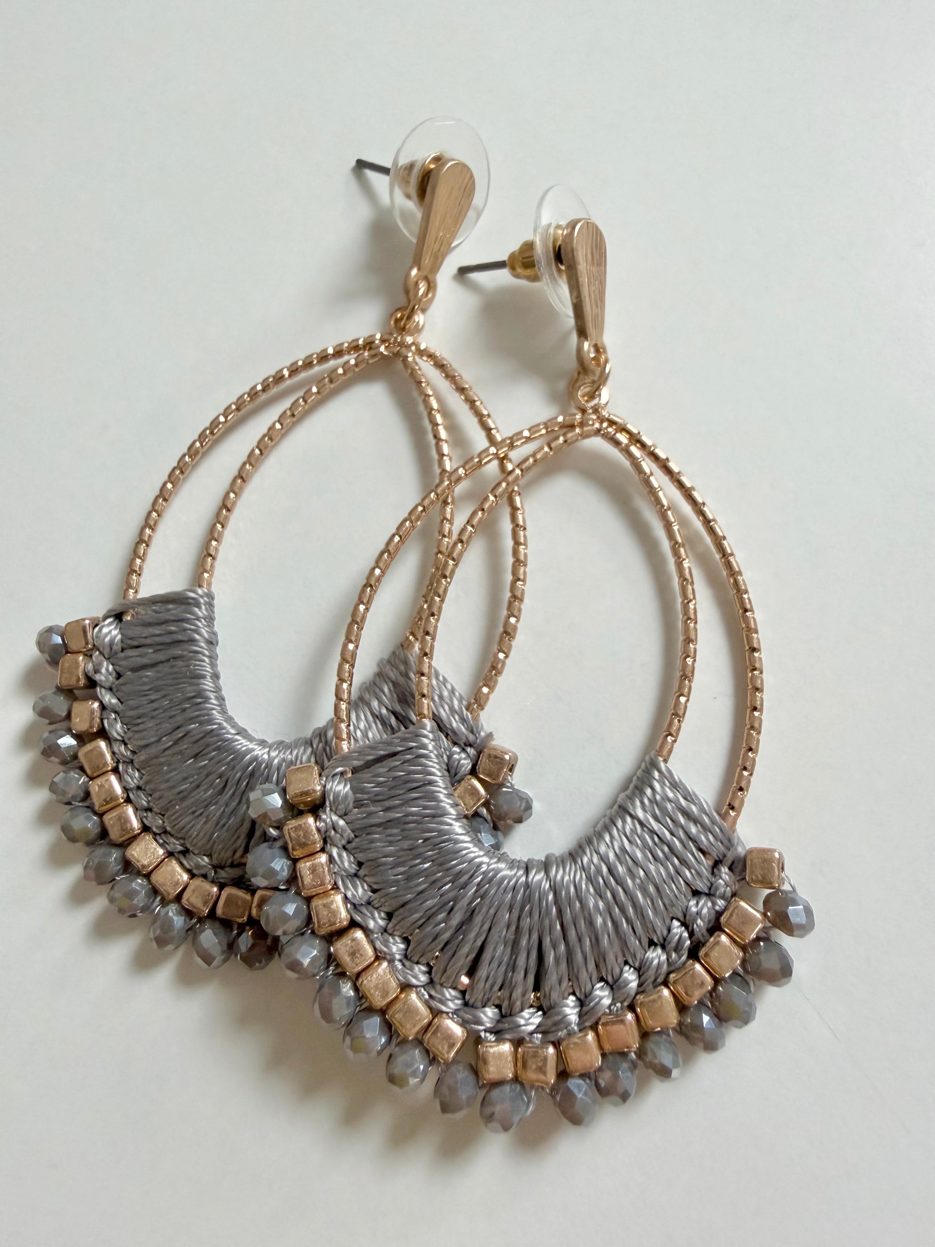 Beaded and Thread Teardrops