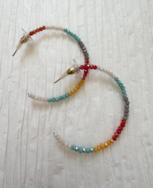 Rainbow Beaded Hoops