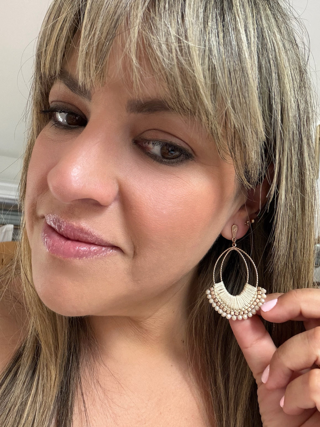 Beaded and Thread Teardrops