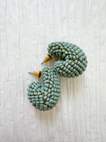 Mint Beaded Chunky Hoops