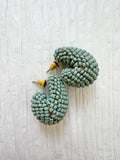 Mint Beaded Chunky Hoops