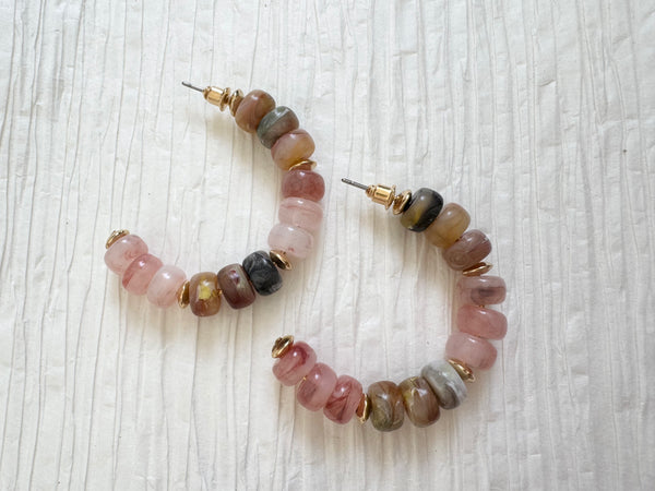 All the Pinks Beaded Hoops