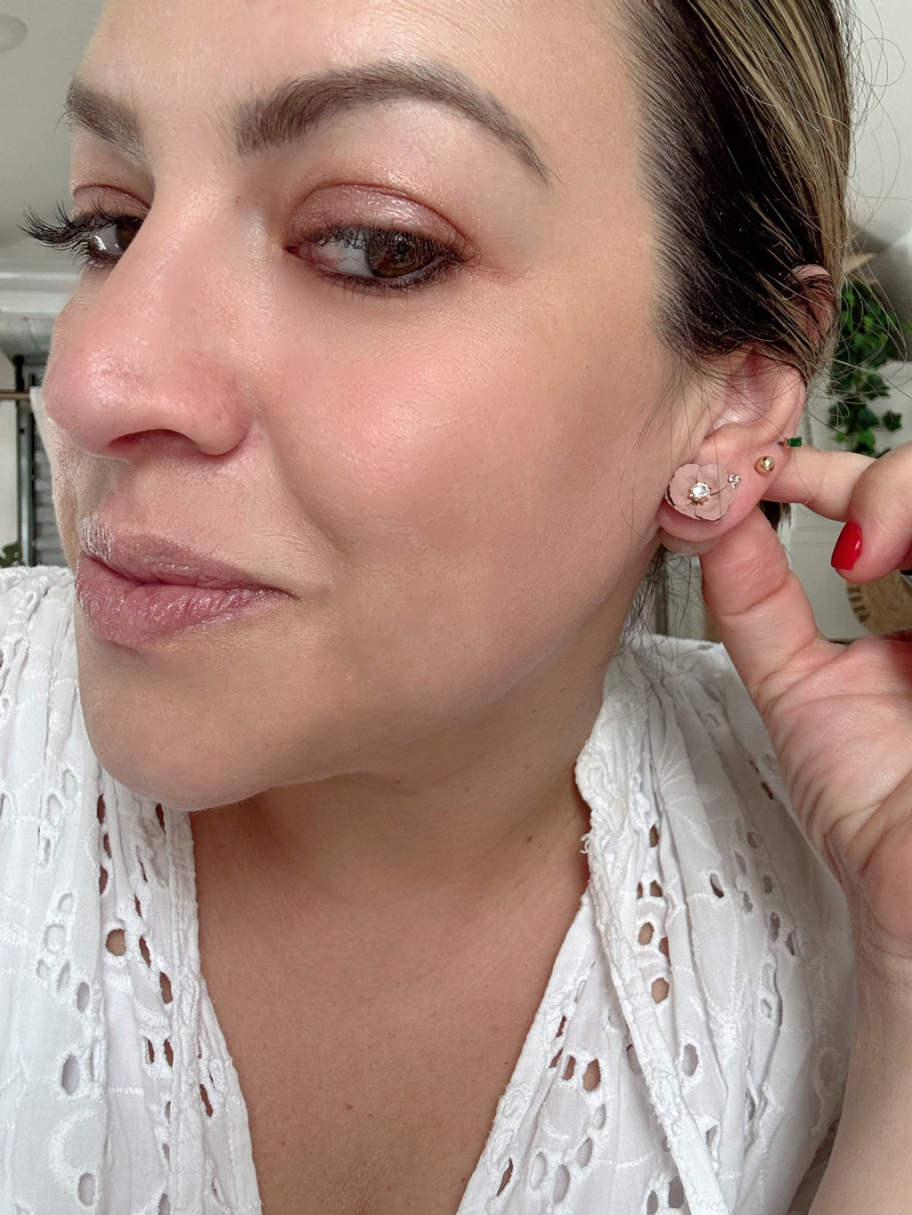 Double Sided Nude Flower Stud