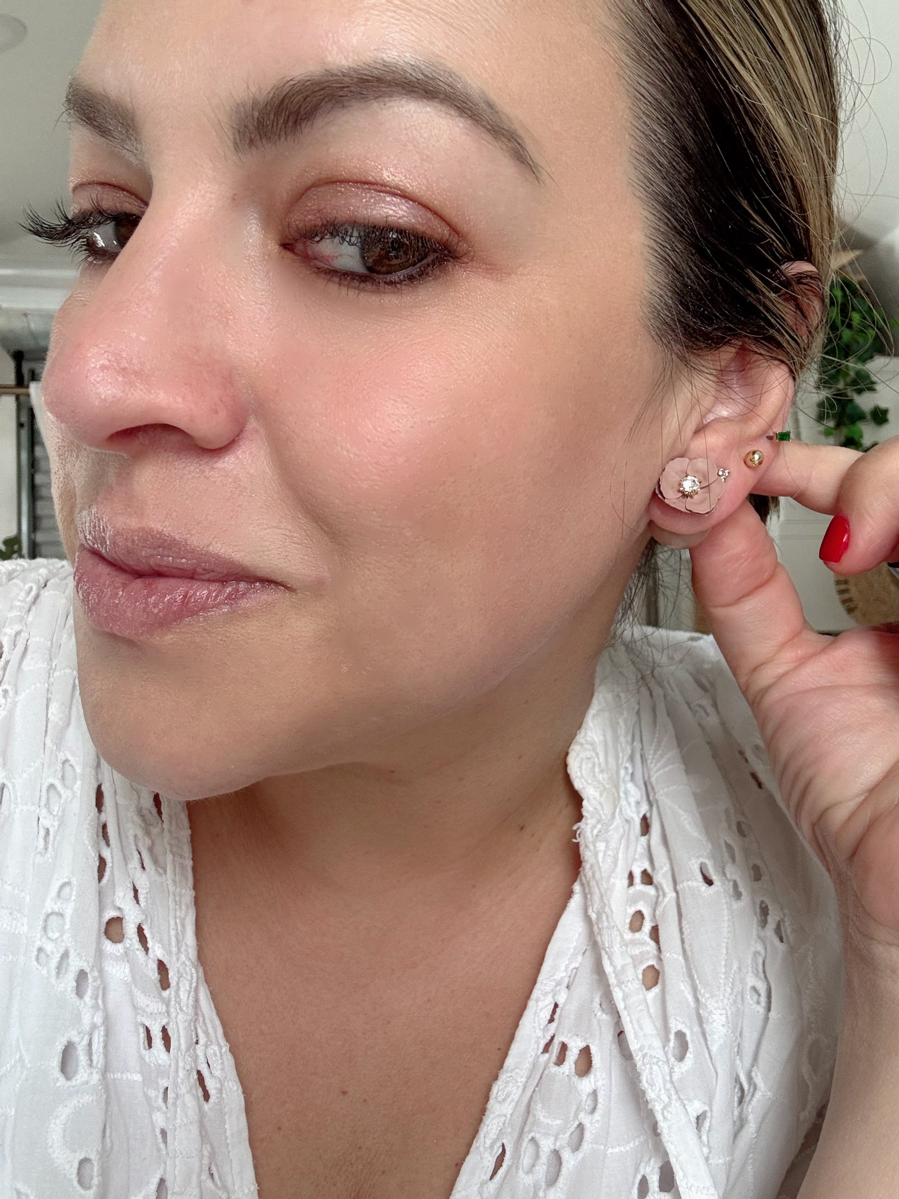 Double Sided Nude Flower Stud