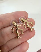 Mini Gold Coral Studs