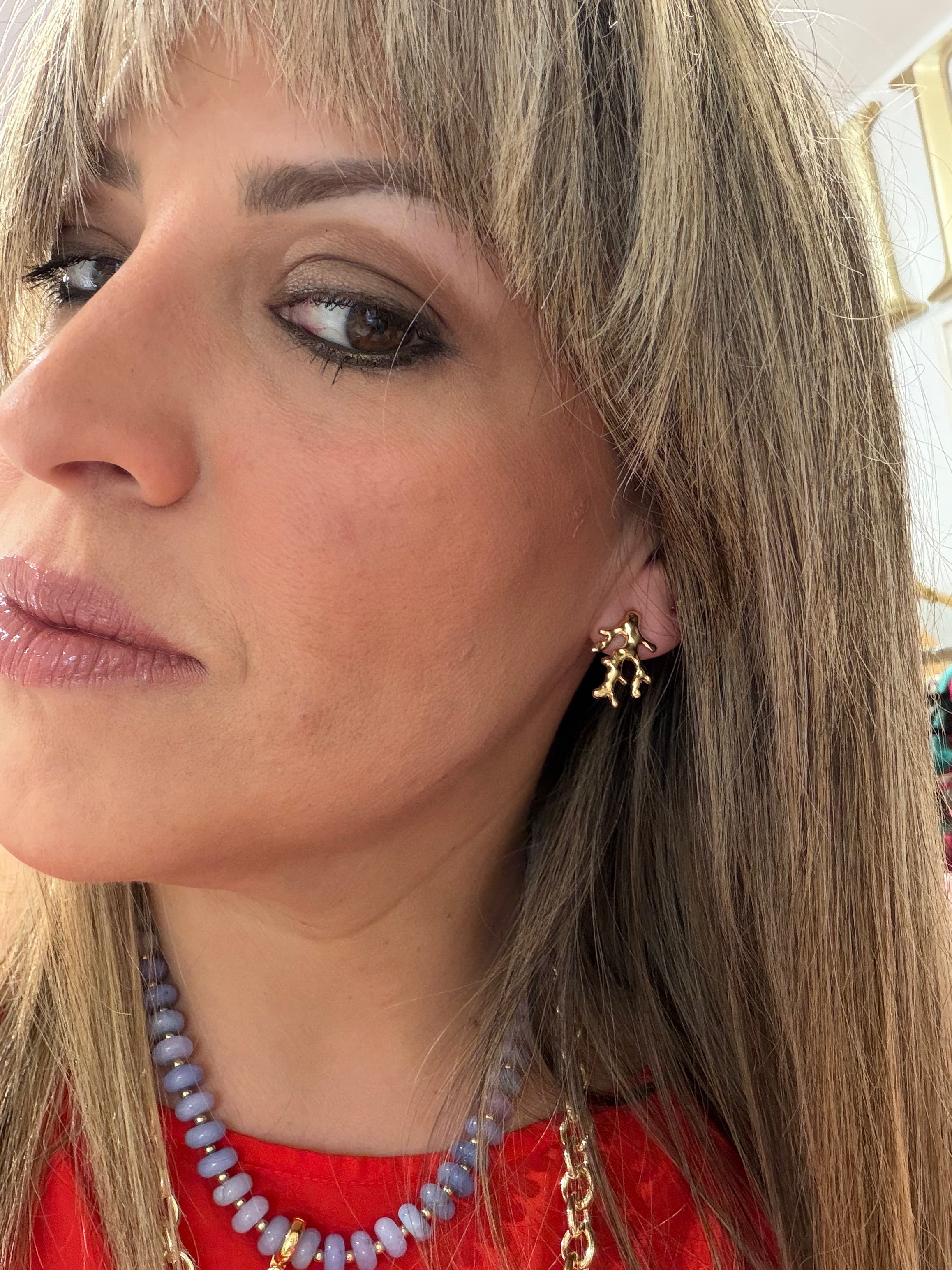 Mini Gold Coral Studs