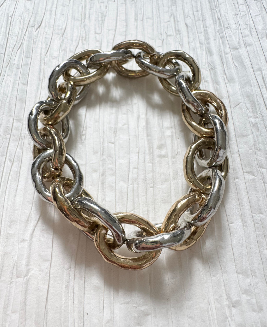 Mixed Metal Round Stretch Bracelet