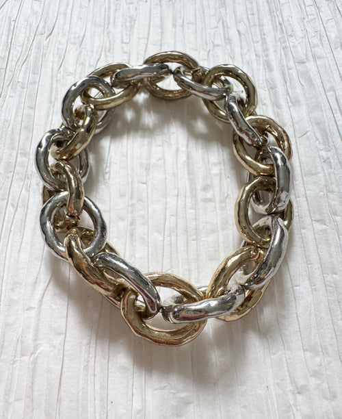 Mixed Metal Round Stretch Bracelet