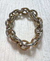 Mixed Metal Round Stretch Bracelet