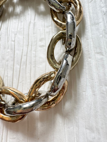 Mixed Metal Round Stretch Bracelet