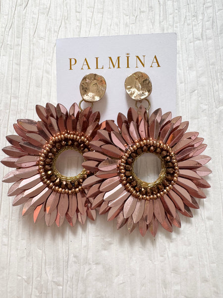 Rose Gold Sequined Feather Rounds