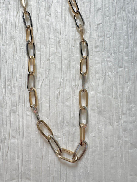 Gold Filled Mixed Metal Paperclip Necklace