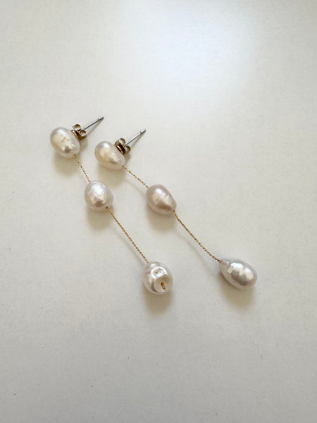 Triple Pearl Drop Earrings
