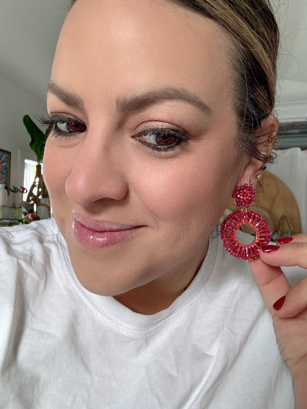 Cranberry Beaded Rounds
