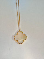 Large Mother of Pearl Clover Necklace