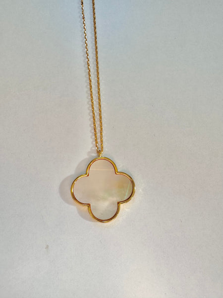 Large Mother of Pearl Clover Necklace