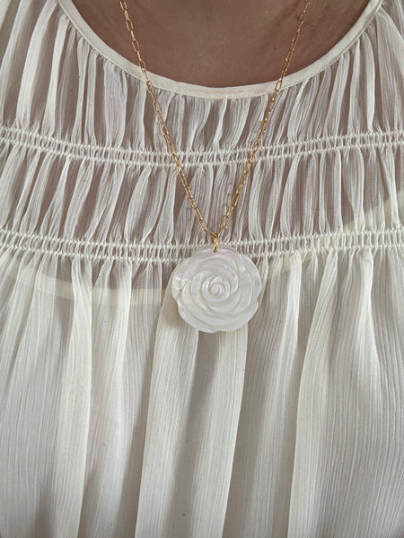 Mother of Pearl Rose Necklace