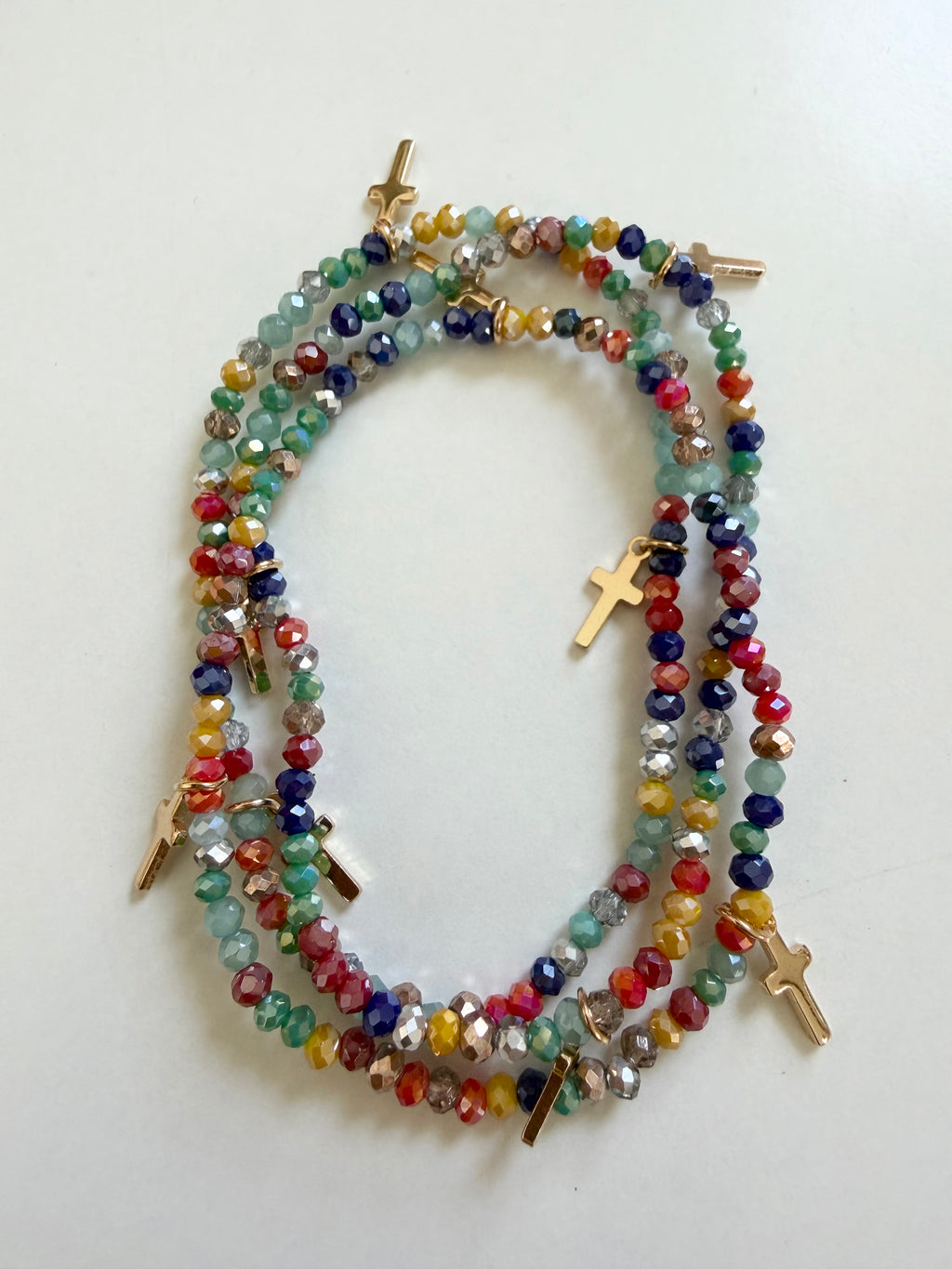 Cross Charm Beaded Stack