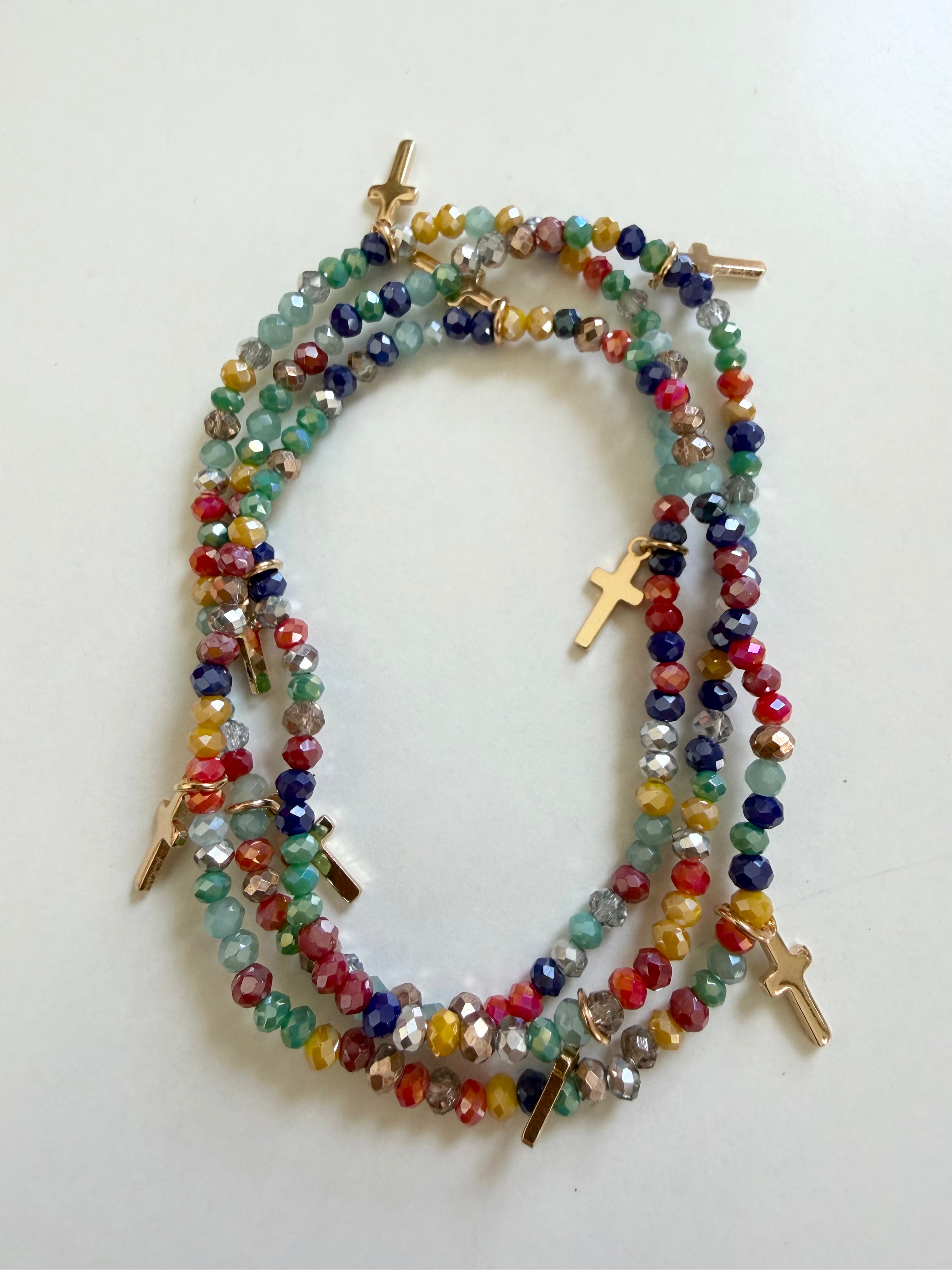 Cross Charm Beaded Stack