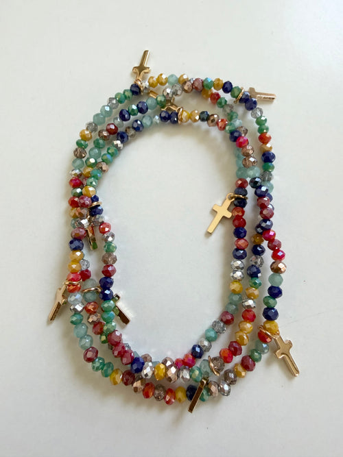 Cross Charm Beaded Stack