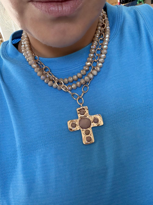 Multi-Strand Cross Statement Necklace