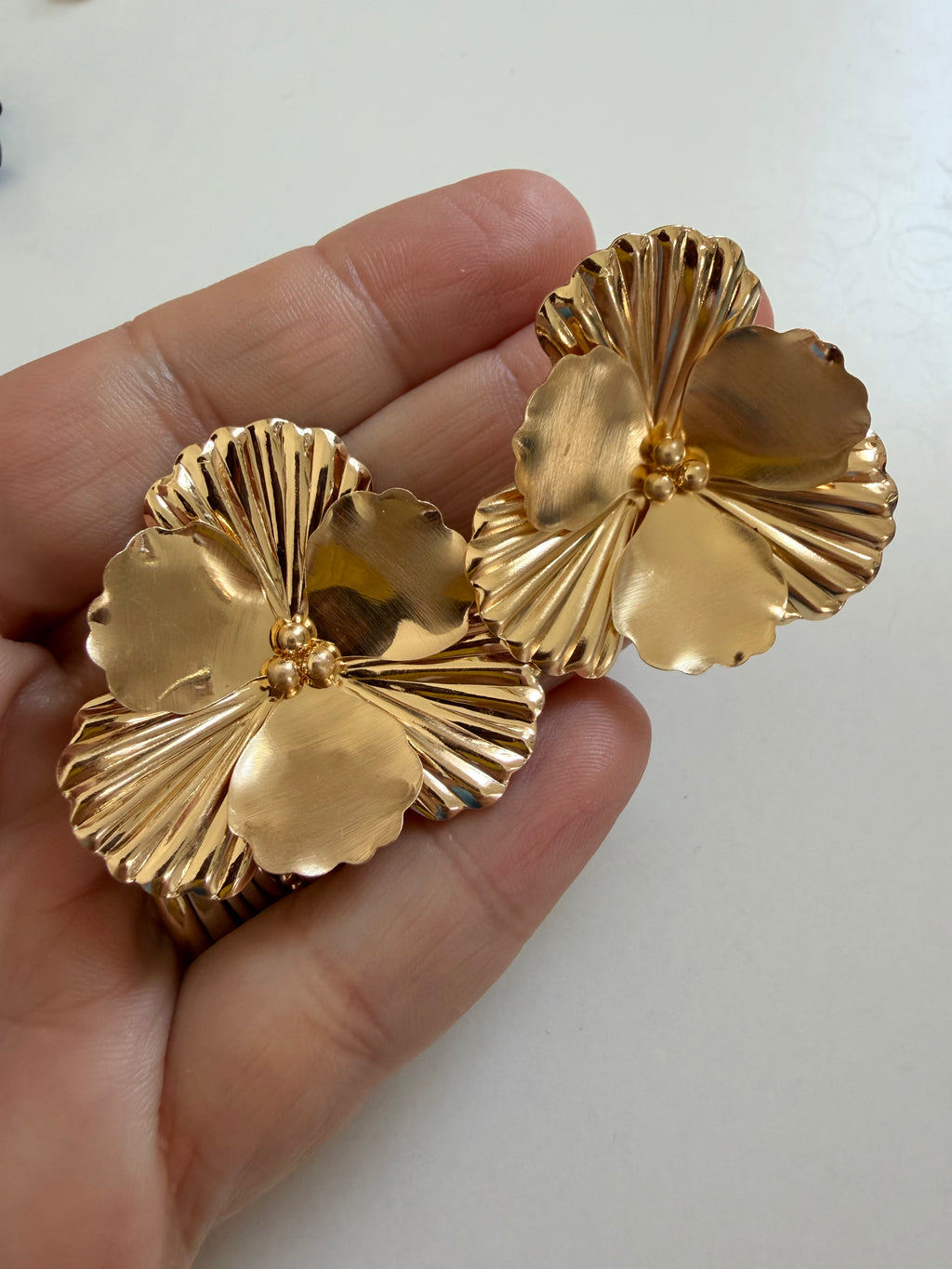 Metal Gold Flower Stud