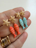 Fish Earrings with Starfish Stud