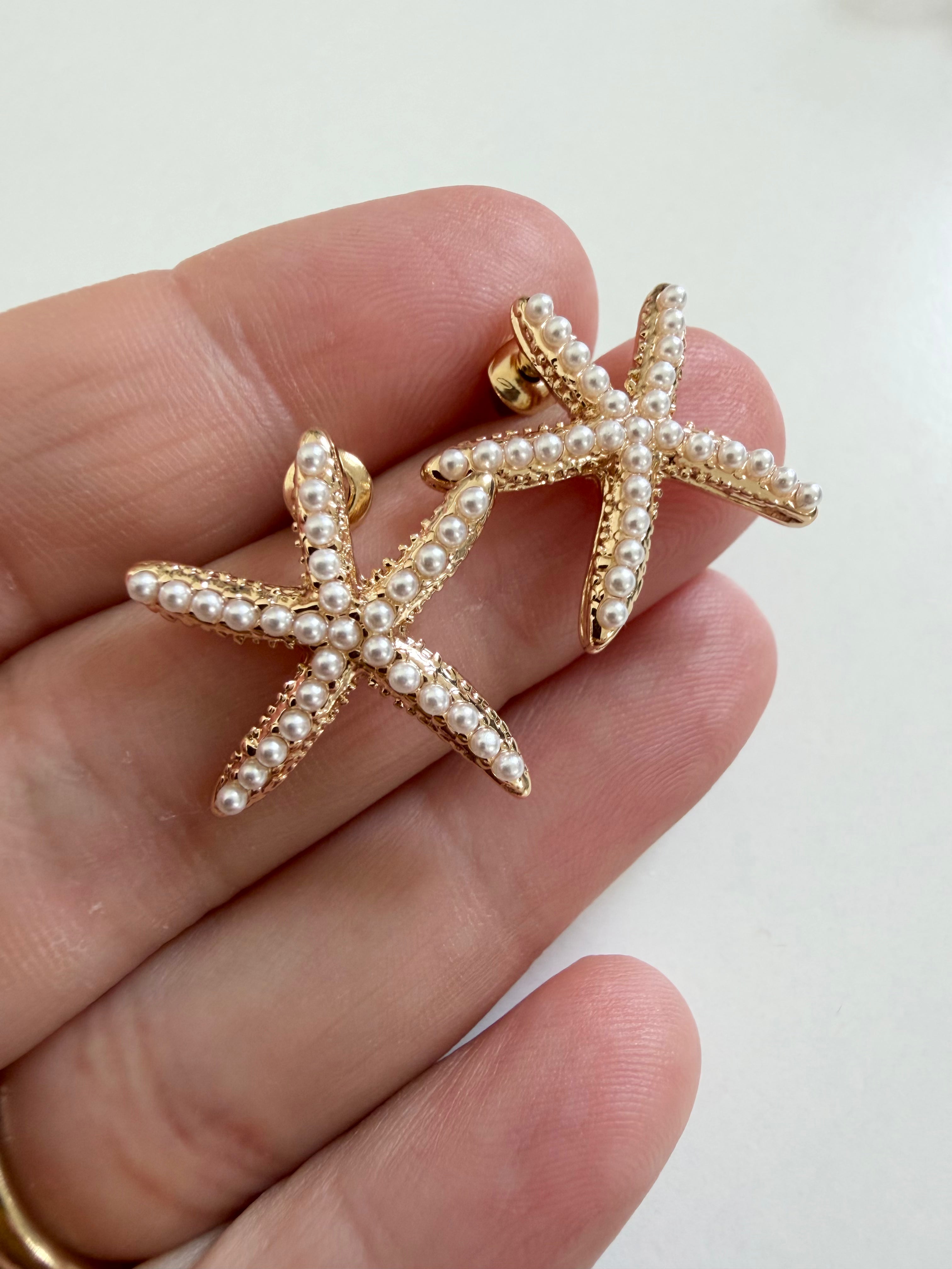Mini Pearl Starfish Studs