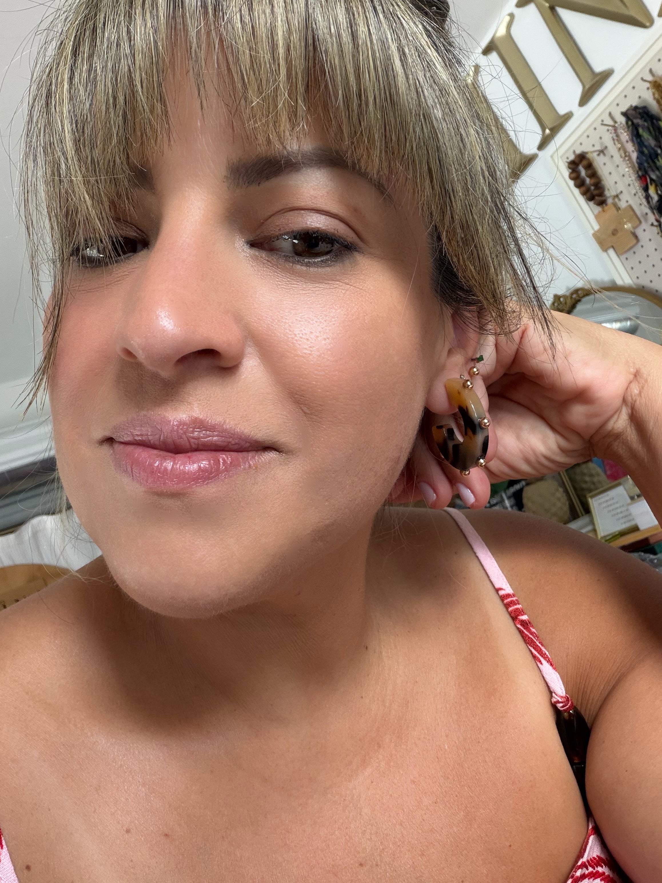 Tortoise Hoops with Gold Details