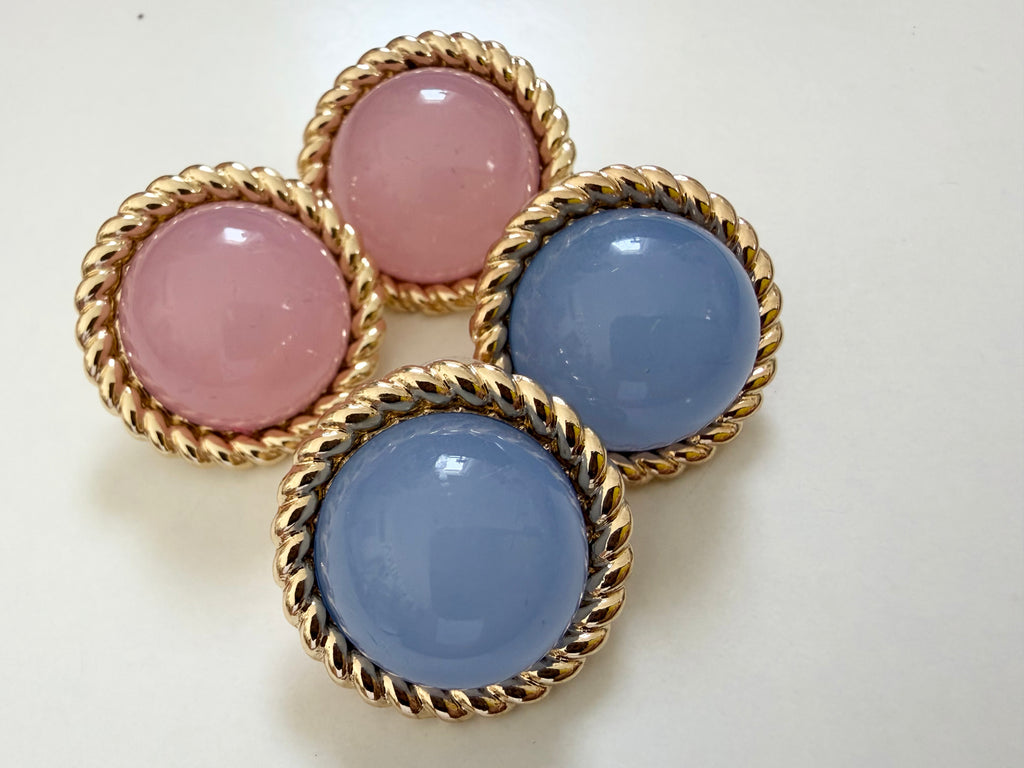 Gold Dipped Round Stud with Braided Edge
