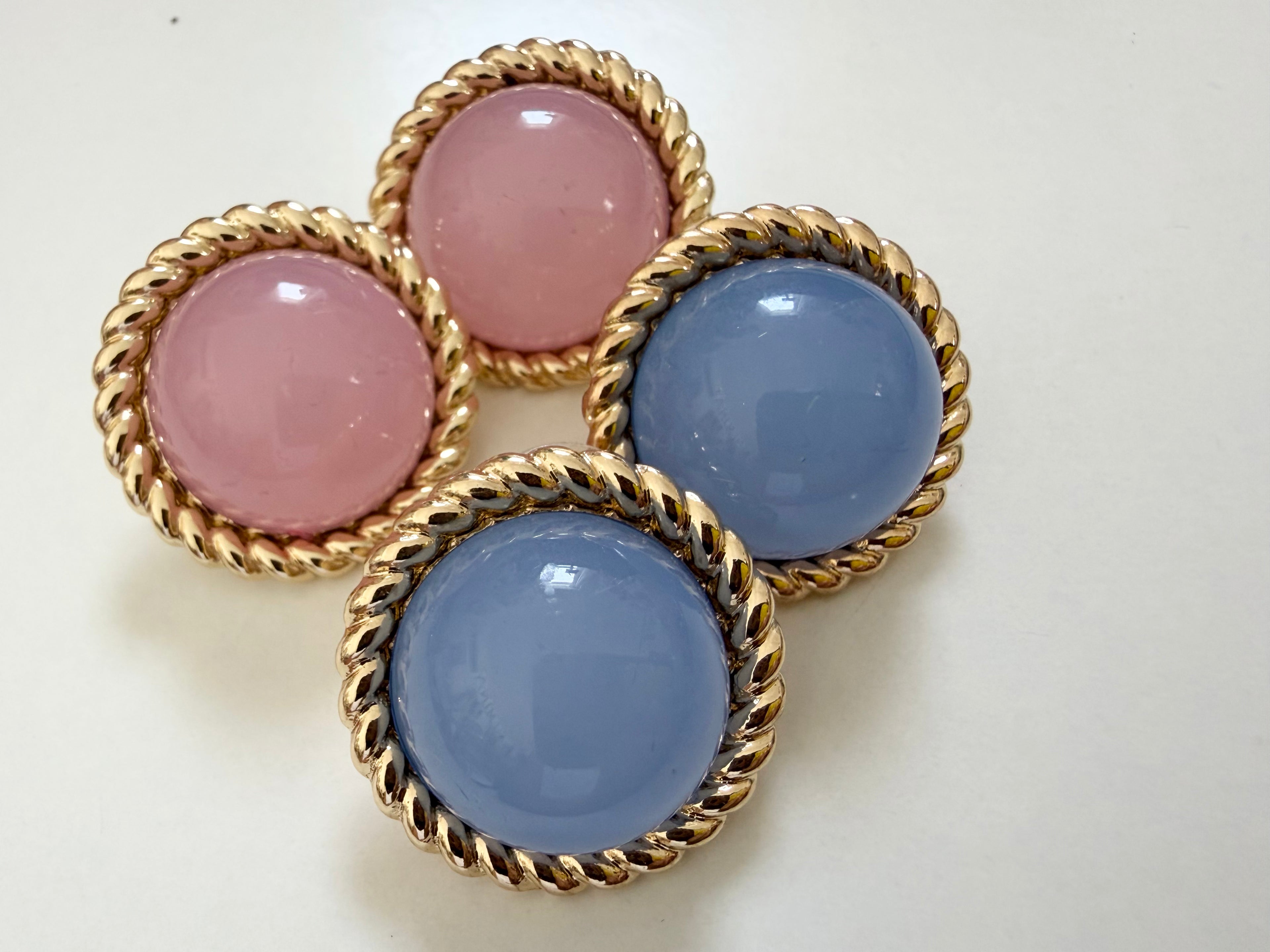 Gold Dipped Round Stud with Braided Edge