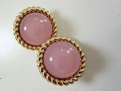 Gold Dipped Round Stud with Braided Edge