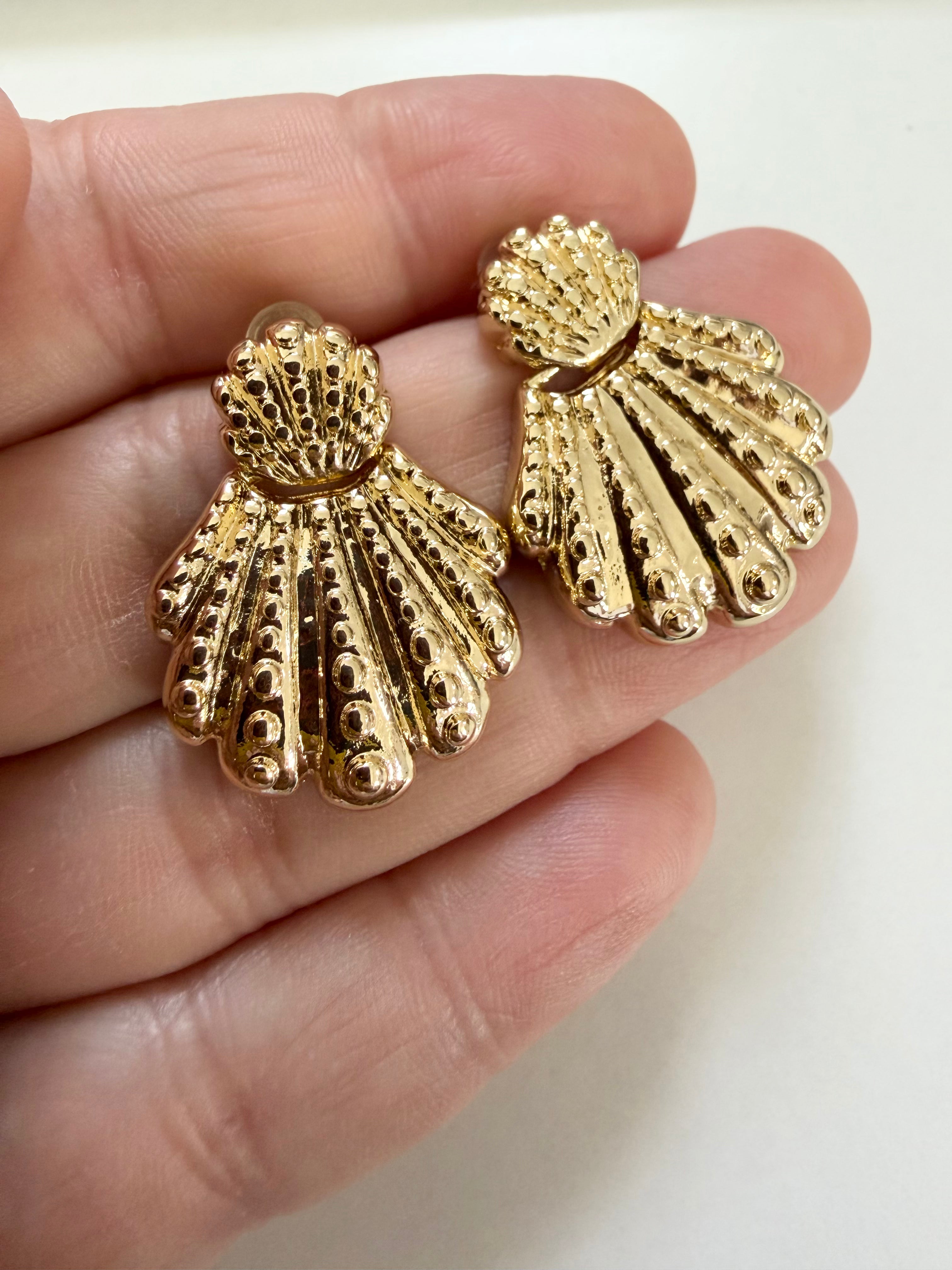 Gold Dipped Sterling Silver Double Seashells