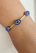 Mixed Metal Evil Eye Magnetic Bracelet