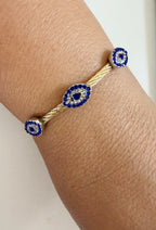 Mixed Metal Evil Eye Magnetic Bracelet