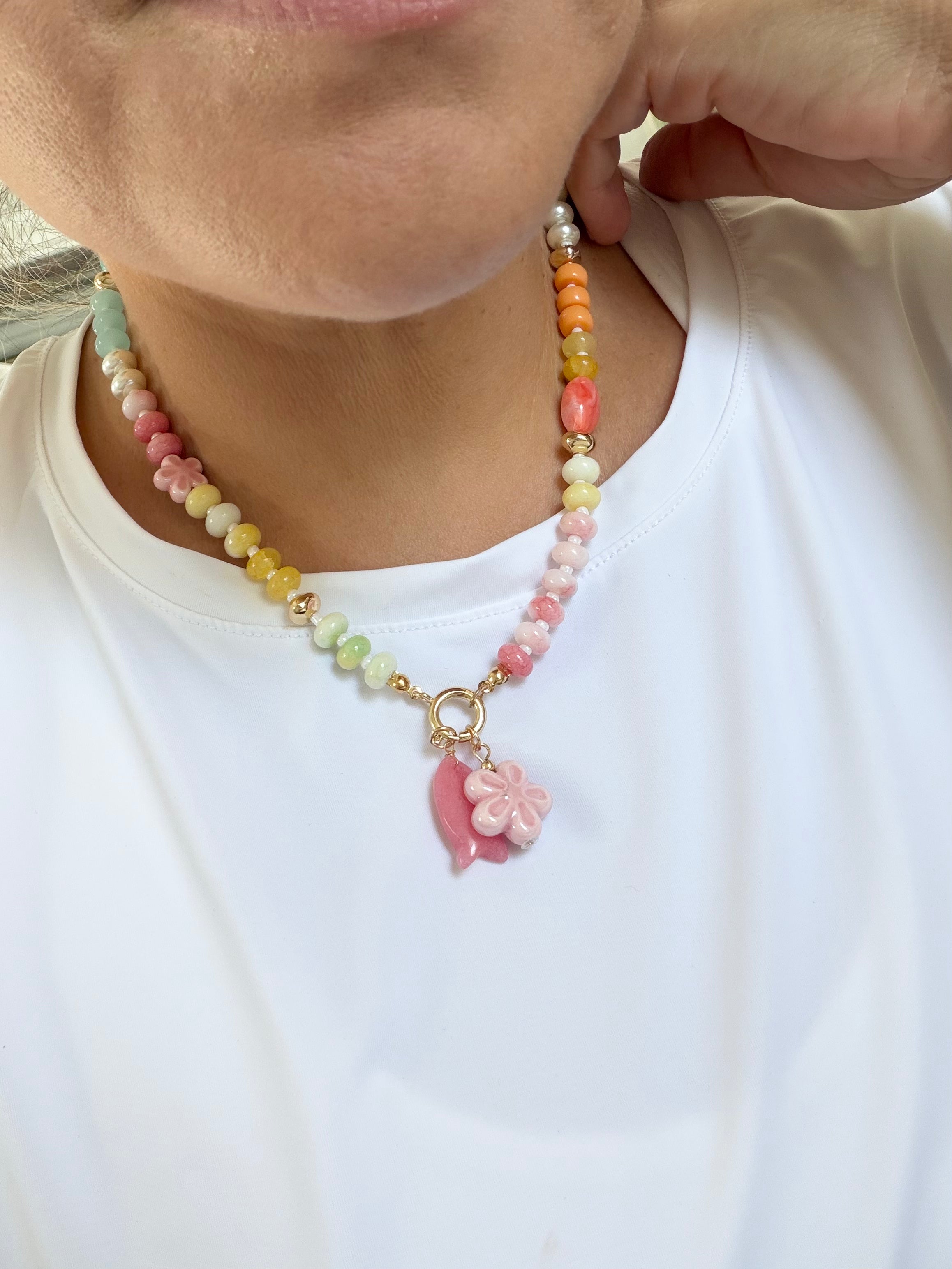 Rainbow Fish Charm Necklace