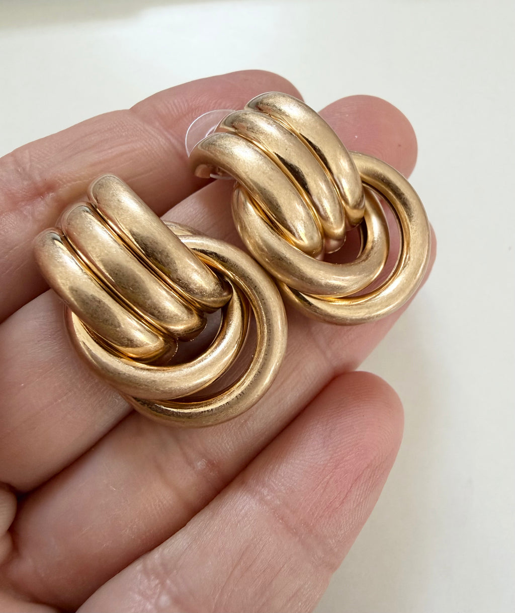 Matte Gold Metal Statement Earrings